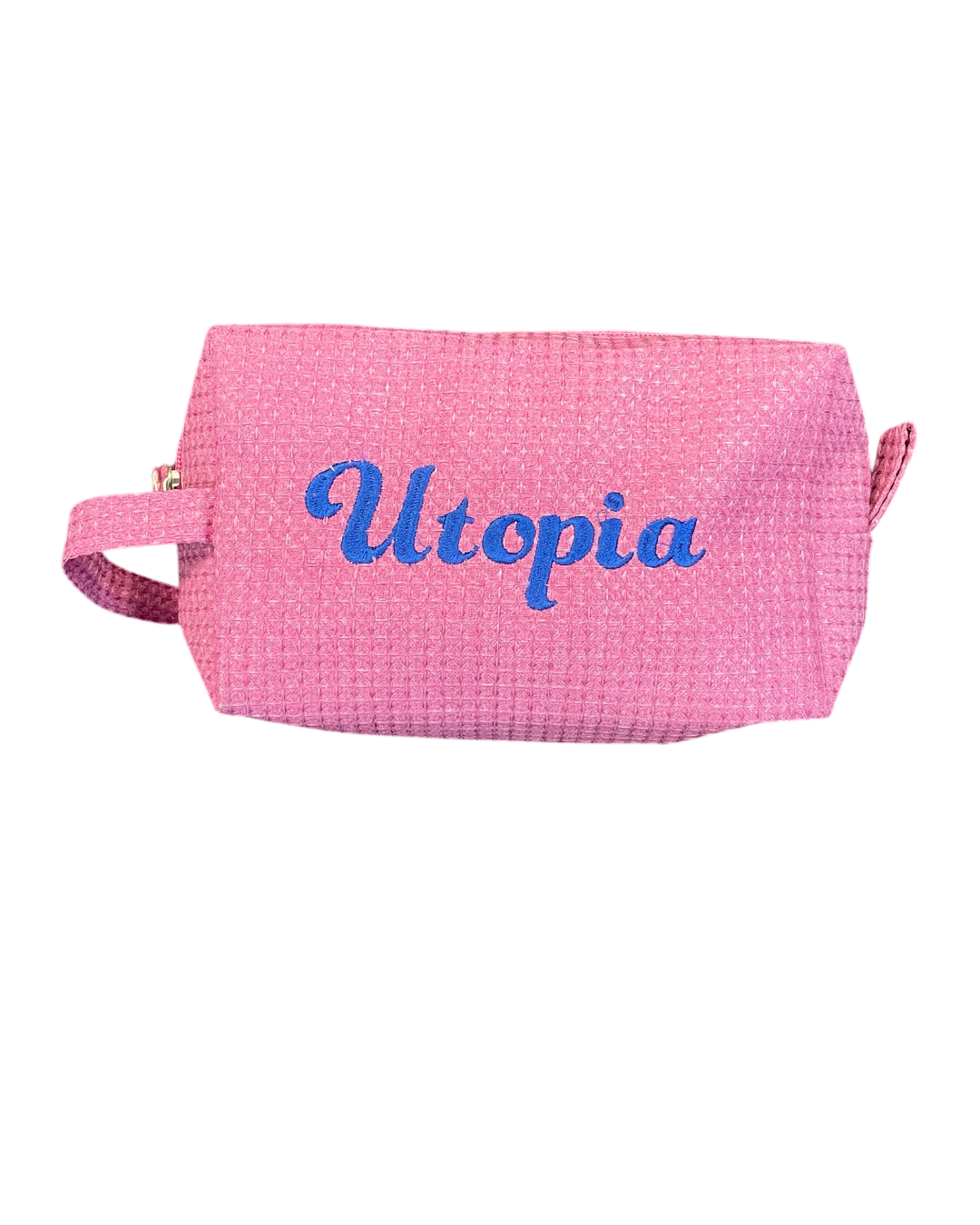 Classic Monogram Text Waffle Pouch Personalized Waffle Cosmetic Bag