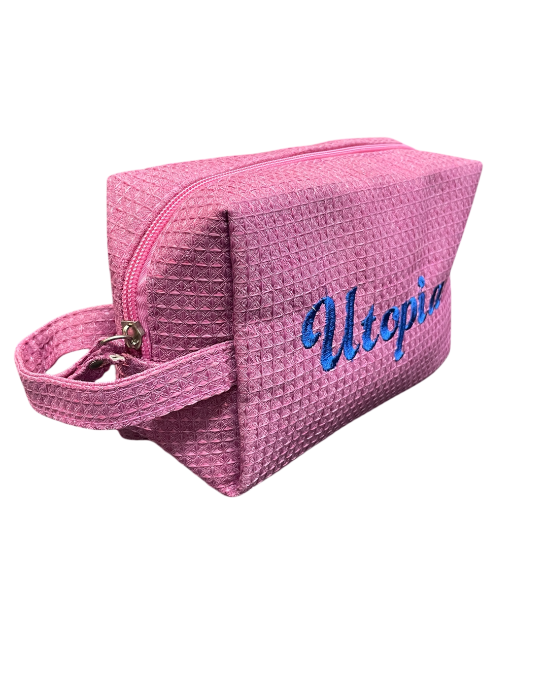 Classic Monogram Text Waffle Pouch Personalized Waffle Cosmetic Bag - Image 2