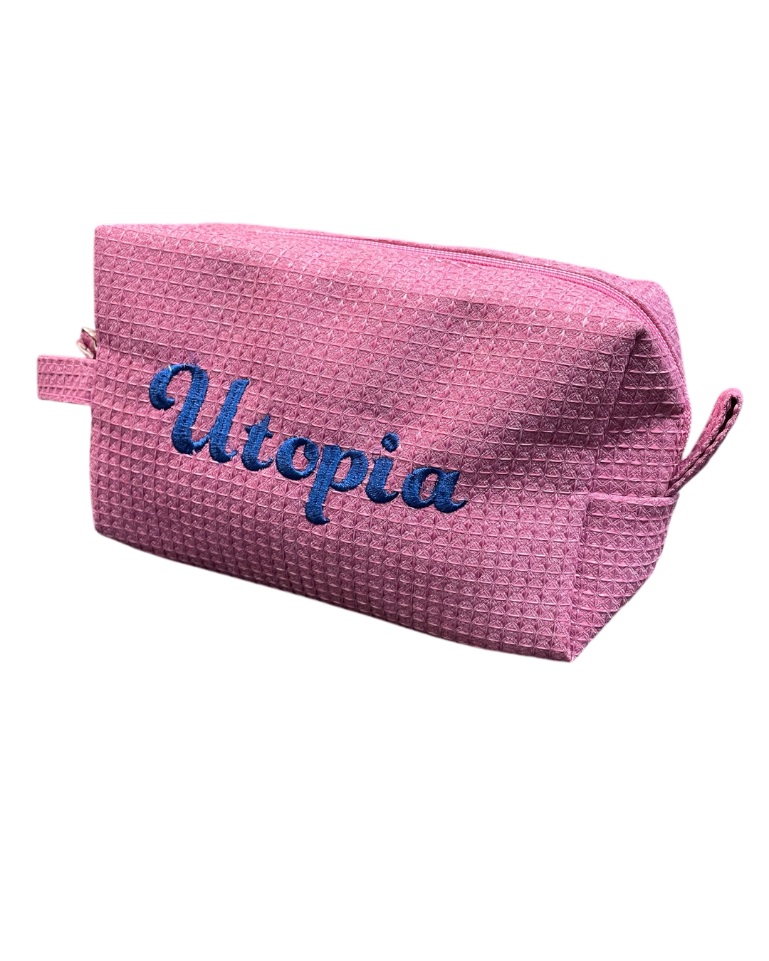 Classic Monogram Text Waffle Pouch Personalized Waffle Cosmetic Bag - Image 3