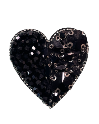 White heart flower beaded patches