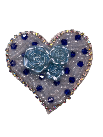 White pearl Heart Beaded patches