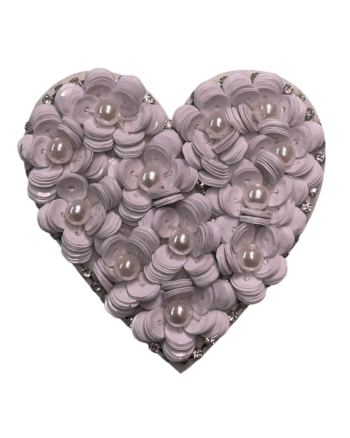 White heart beaded patches