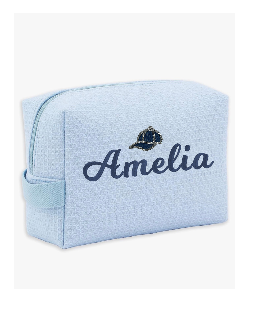 Classic Monogram Text Waffle Pouch Personalized Waffle Cosmetic Bag - Image 5