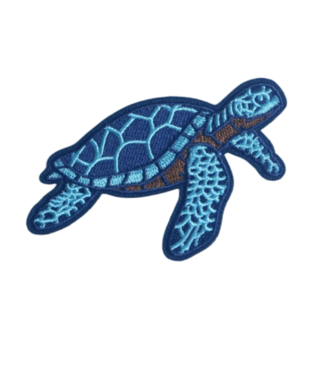 Blue pattern iron on turtle patches
