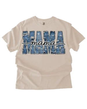 Faux denim Mama DTF transfers