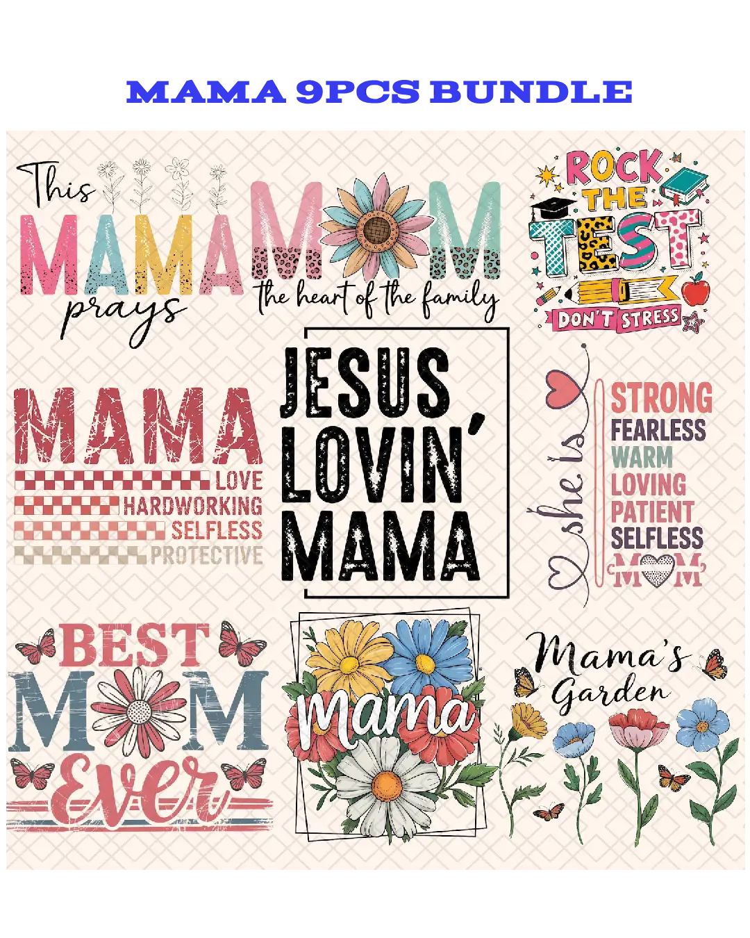 9Pcs bundle Mama DTF transfers 2