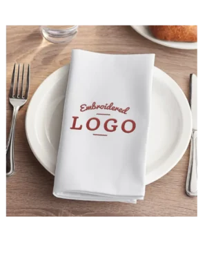 20 x 20 embroidery Custom Napkins With Logo, Single Sided Cloth Napkin