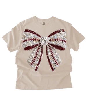 Silver Bow Faux Rhinestones DTF TRANSFER