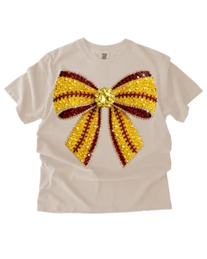 Gold Bow Faux Rhinestones DTF TRANSFER