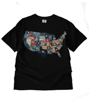 USA map 4th of July heat transfers