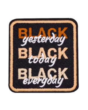 Black yesterday iron on embroidery patches