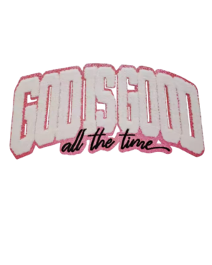 Pink glitter God is good chenille Patches