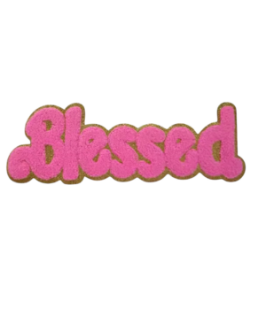 Gold glitter fuchsia blessed chenille Patches