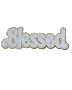 Gold glitter White blessed chenille Patches