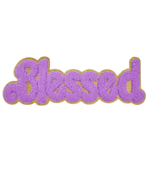 Gold glitter Purple blessed chenille Patches