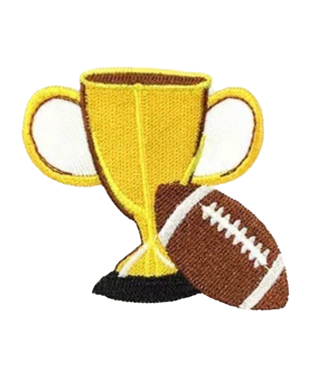 embroidered football iron on patch close up