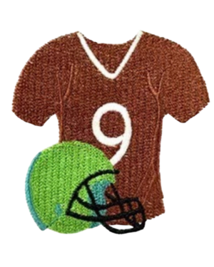 embroidered football iron on patch close up