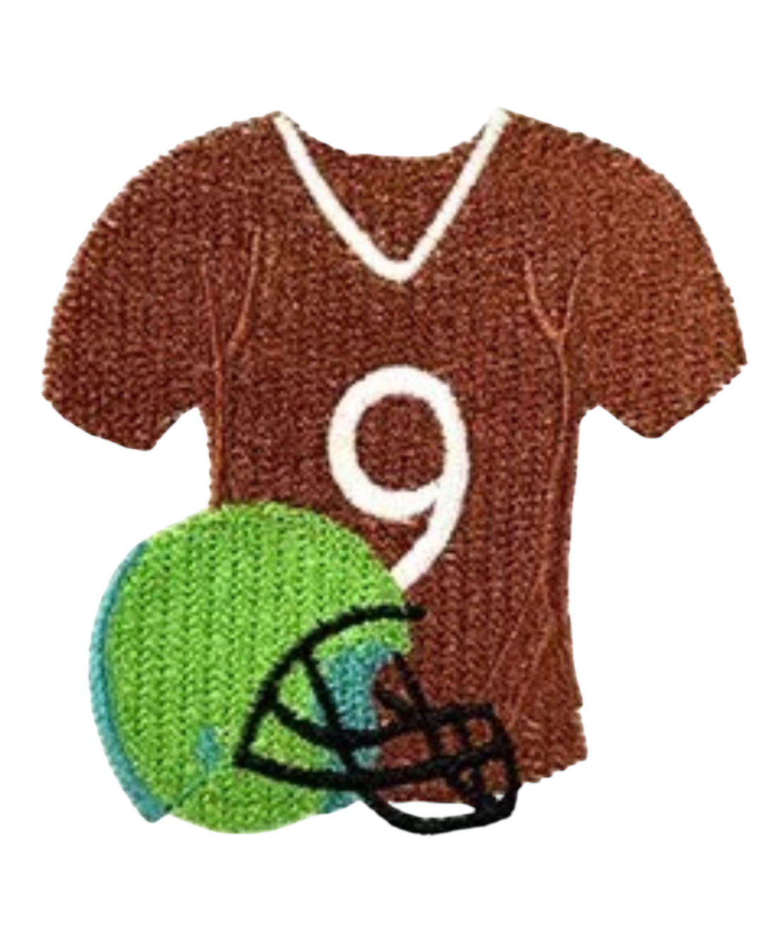 embroidered football iron on patch close up